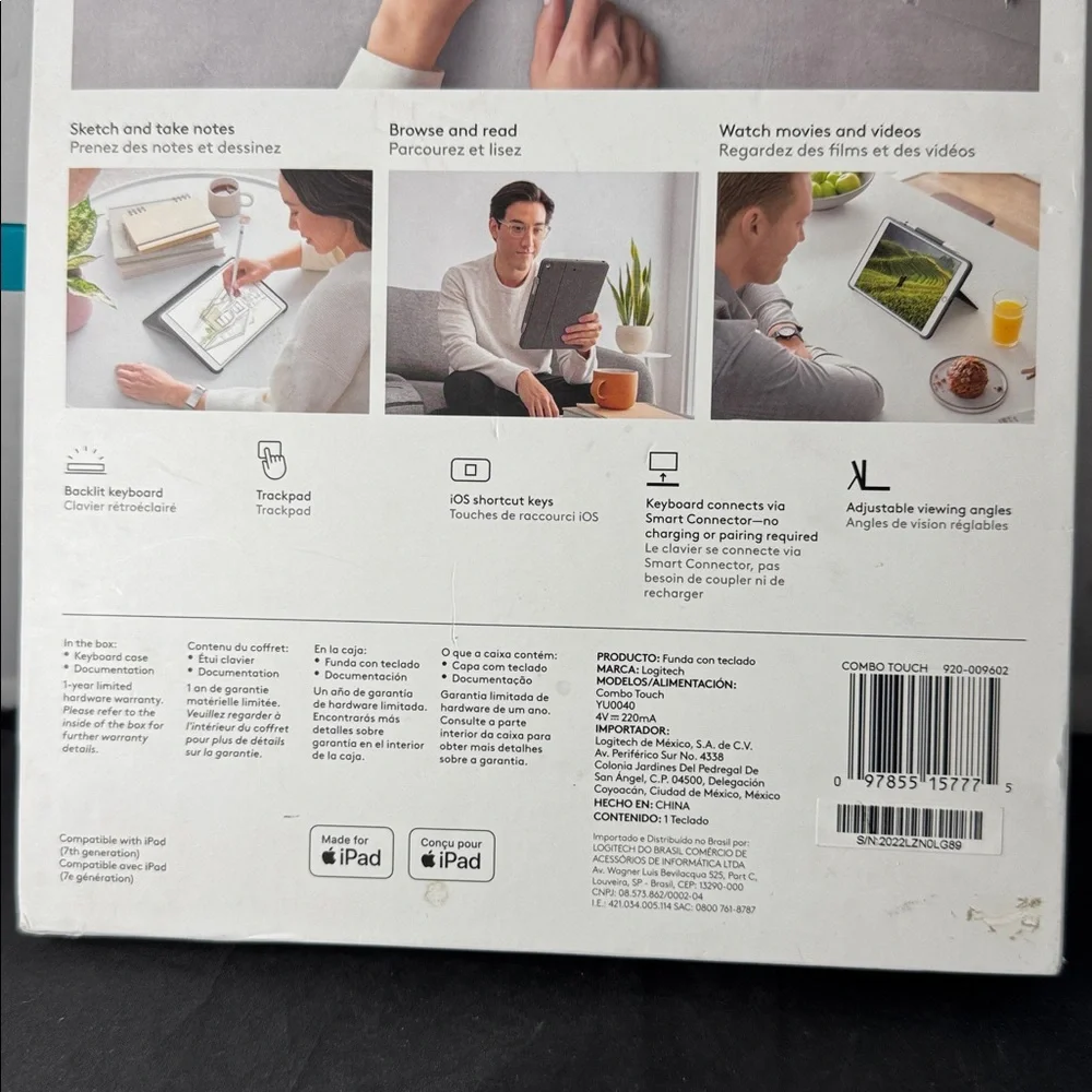 LOGITECH COMBO TOUCH IPAD 7GEN CASE/KEYPAD